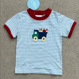 NWT Little English appliqué school truck shirt